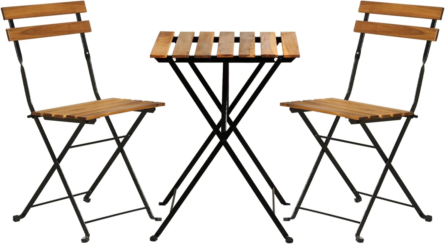 Outdoor Furniture Table And Chairs - Set da bistrot pieghevole in legno