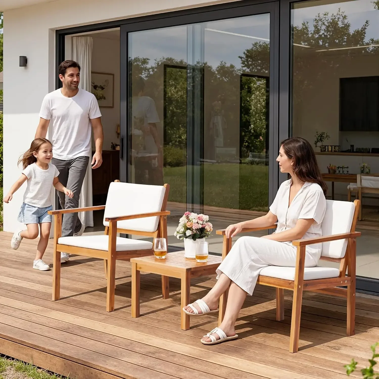 Set di 3 Sedie da Patio in Leg - Outdoor Furniture Table And Chairs recensione e prezzo