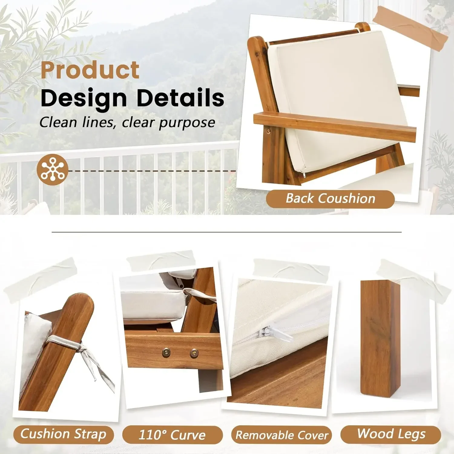 Set di 3 Sedie da Patio in Leg - Outdoor Furniture Table And Chairs recensione e prezzo